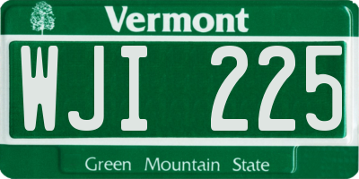 VT license plate WJI225