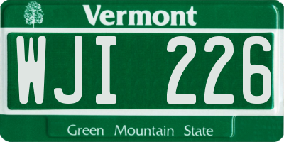 VT license plate WJI226