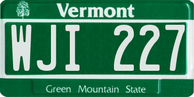VT license plate WJI227