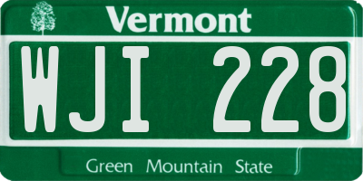 VT license plate WJI228