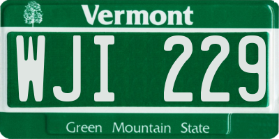 VT license plate WJI229