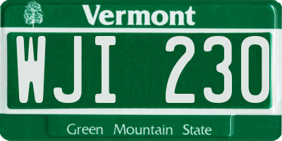 VT license plate WJI230
