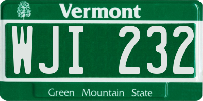 VT license plate WJI232