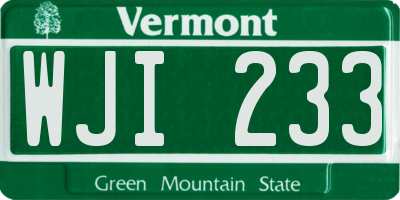 VT license plate WJI233