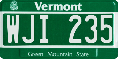 VT license plate WJI235