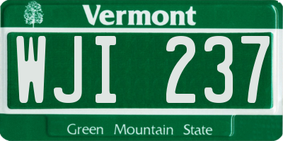 VT license plate WJI237