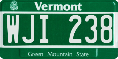 VT license plate WJI238