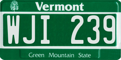 VT license plate WJI239