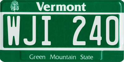 VT license plate WJI240