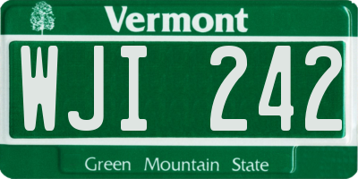 VT license plate WJI242