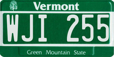VT license plate WJI255