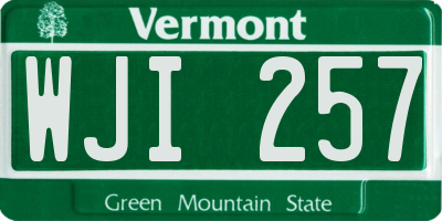 VT license plate WJI257