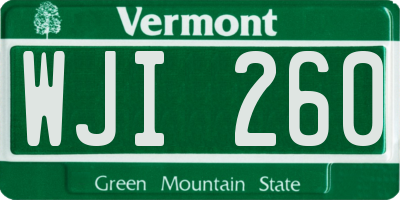 VT license plate WJI260
