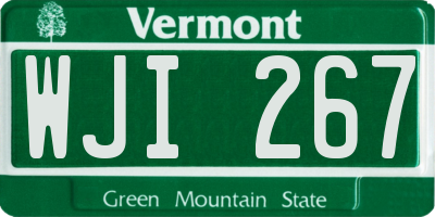 VT license plate WJI267