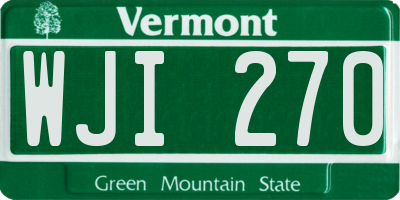 VT license plate WJI270