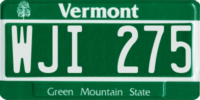 VT license plate WJI275