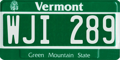 VT license plate WJI289