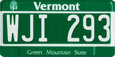 VT license plate WJI293