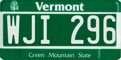 VT license plate WJI296