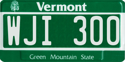 VT license plate WJI300