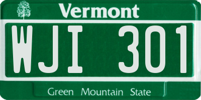 VT license plate WJI301
