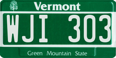 VT license plate WJI303