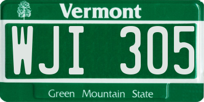 VT license plate WJI305