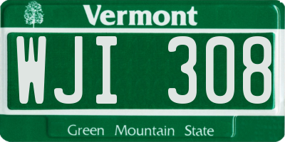 VT license plate WJI308