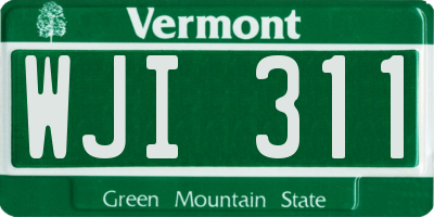 VT license plate WJI311