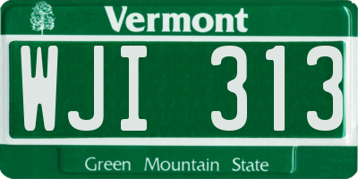 VT license plate WJI313