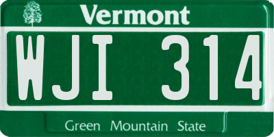 VT license plate WJI314