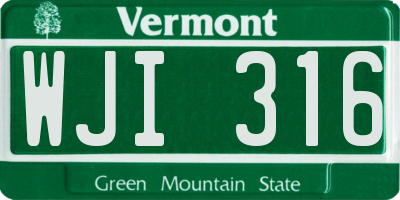 VT license plate WJI316