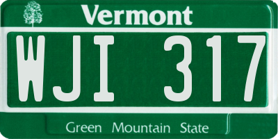 VT license plate WJI317