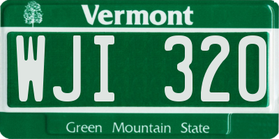 VT license plate WJI320