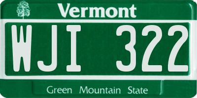 VT license plate WJI322
