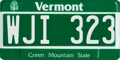 VT license plate WJI323