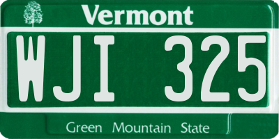 VT license plate WJI325