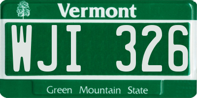 VT license plate WJI326