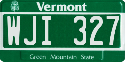 VT license plate WJI327