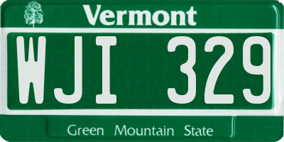 VT license plate WJI329