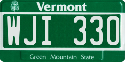 VT license plate WJI330