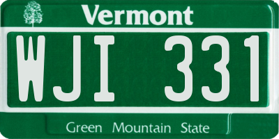VT license plate WJI331