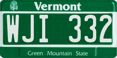 VT license plate WJI332