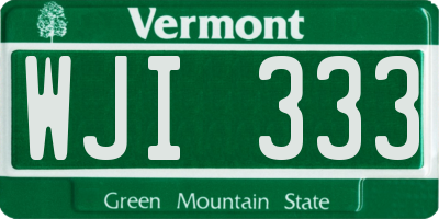 VT license plate WJI333