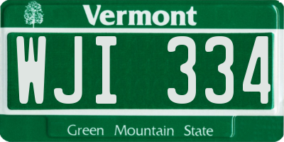 VT license plate WJI334