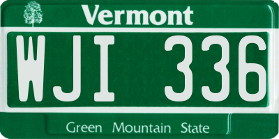 VT license plate WJI336
