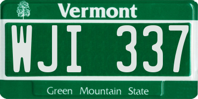 VT license plate WJI337