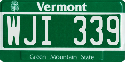 VT license plate WJI339