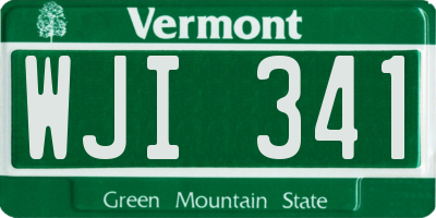 VT license plate WJI341