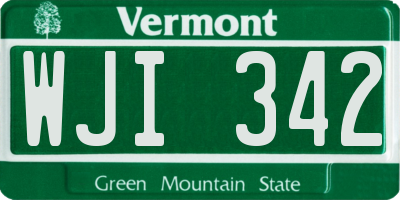 VT license plate WJI342